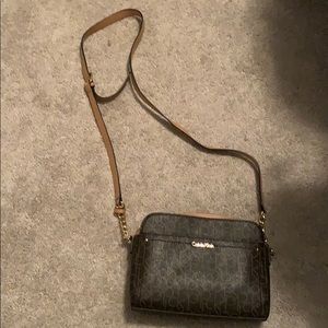 Brown and tan Calvin Klein purse